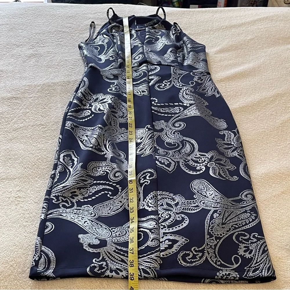 Enfocus Studio Silver Blue Halter Midi Dress - Picture 5 of 7